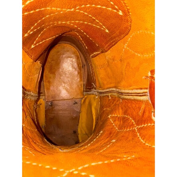 Justin Womens Western Leather Cowboy Boots Size 5.5 B Brown 12" Top To Bottom - Picture 10 of 16